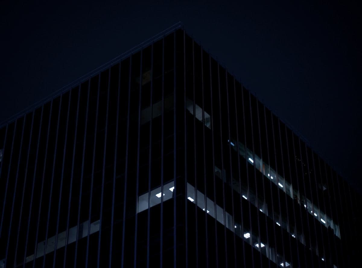 Black and white high rise building